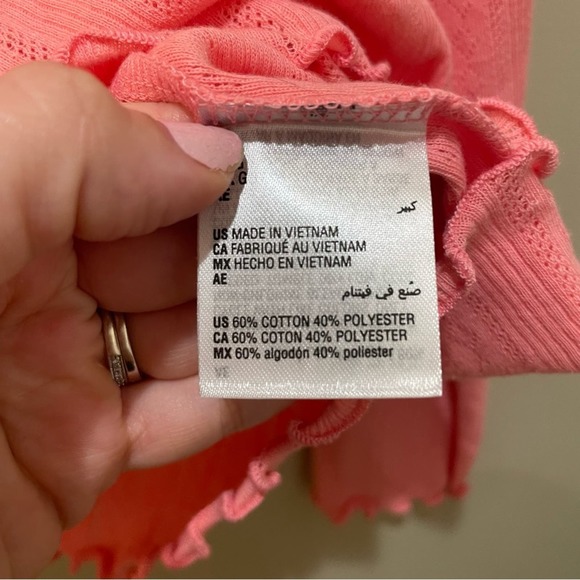 Style & Co. Pointelle Knit Henley Top Antique Peach Size Large - Picture 6 of 7